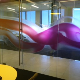 Custom printed HDClear decorative window film for corporate offices