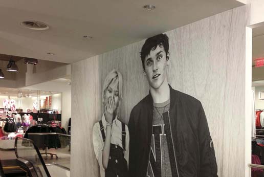 custom printed wall graphics for H&M stores