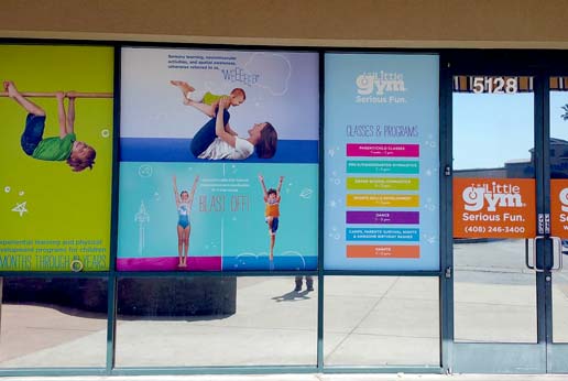 the little gym storefront window graphics